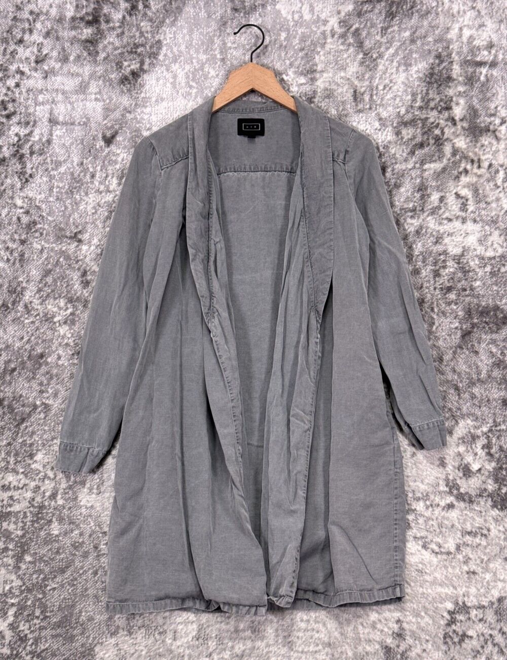 AYR Top XS Womens Gray Lyocell Linen Open Front Cardigan Robe